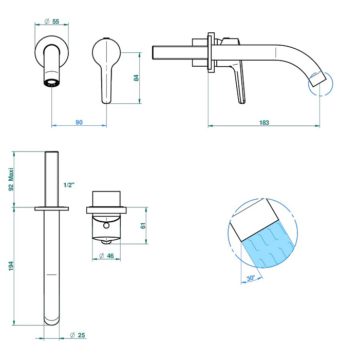 Смеситель встраиваемый THG Bondi - фото-2 | interior market