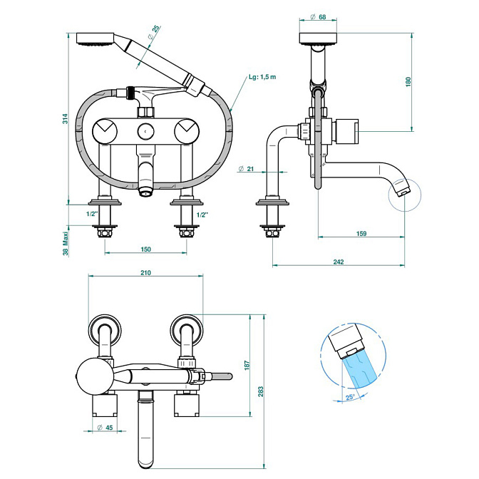 Смеситель для ванны THG Le 9 Howlite - фото-2 | interior market