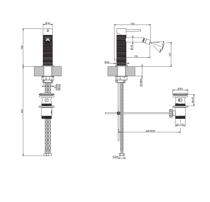 Смеситель для биде Gessi TRAME - фото-2 | interior market