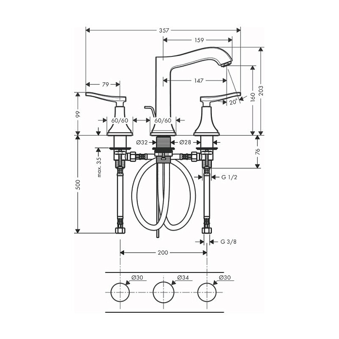 Смеситель для раковины HANSGROHE METROPOL CLASSIC - фото-3 | interior market