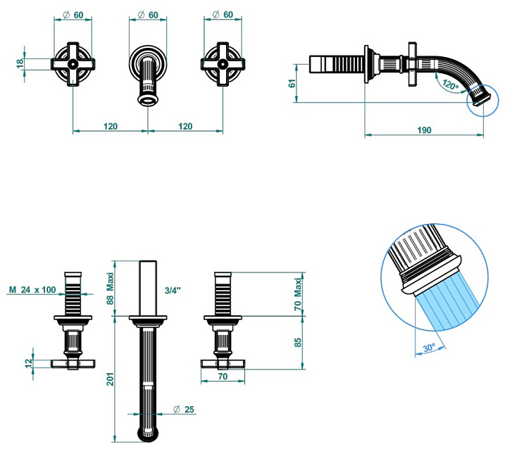 Встраиваемый смеситель THG  - фото-2 | interior market