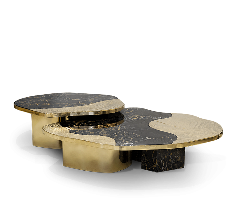 Журнальный столик Boca do Lobo Ophelia Portoro Marble And Gold Center Table - фото-4 | interior market