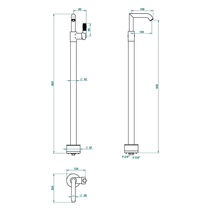 Напольный смеситель THG Bambou Black Crystal - фото-2 | interior market