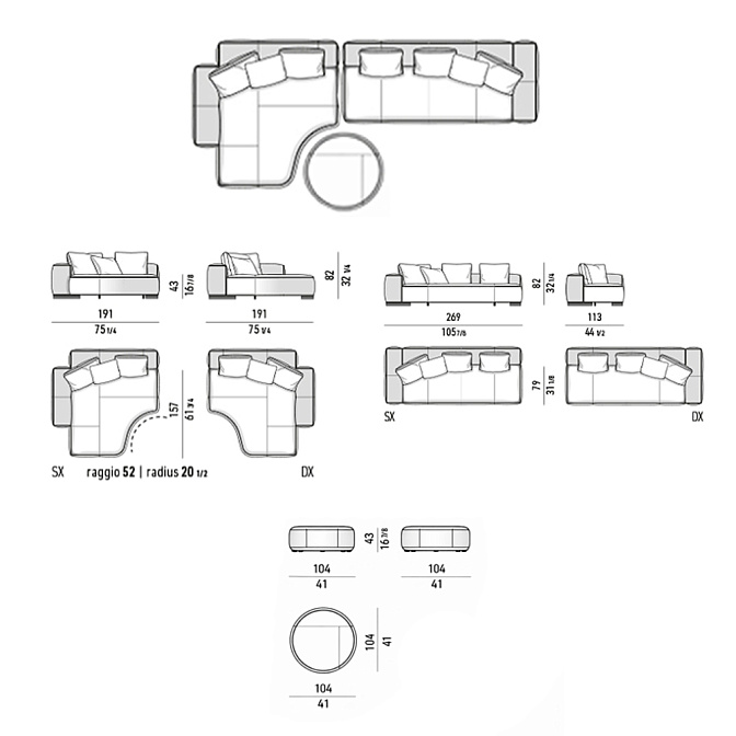 Модульный диван с пуфом Minotti Yves - фото-8 | interior market