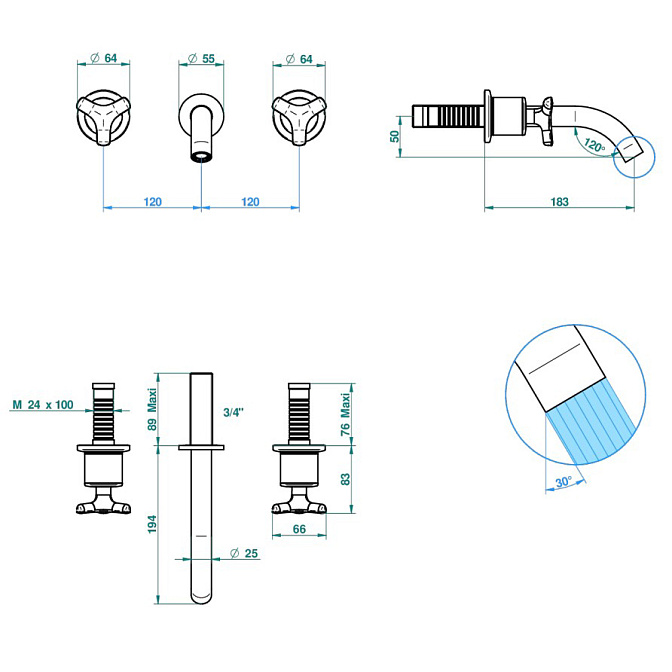 Смеситель встраиваемый THG Bondi - фото-2 | interior market