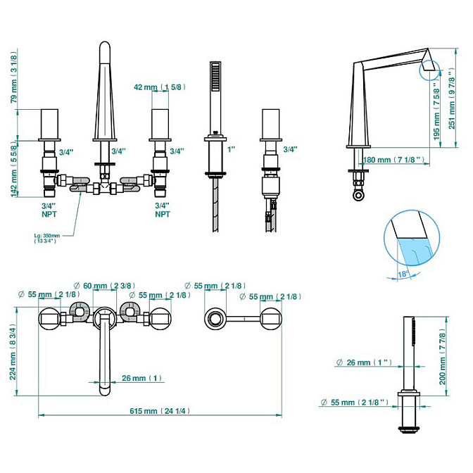 Смеситель для ванны THG  - фото-2 | interior market