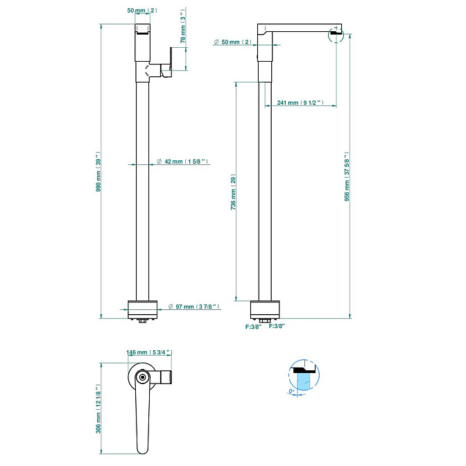 Напольный смеситель THG ZOOM.7 - фото-2 | interior market