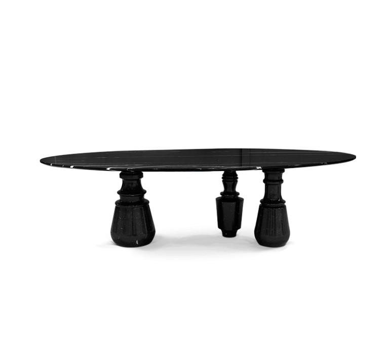 Обеденный стол Boca do Lobo Pietra Oval Xl Nero Marquina Dining Table - фото-2 | interior market