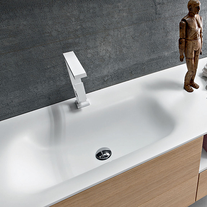 Столешница с литой раковиной из corian с 1отв. под смеситель 135,6*50,5*1,2h сorian glacier white - фото-1 | interior market