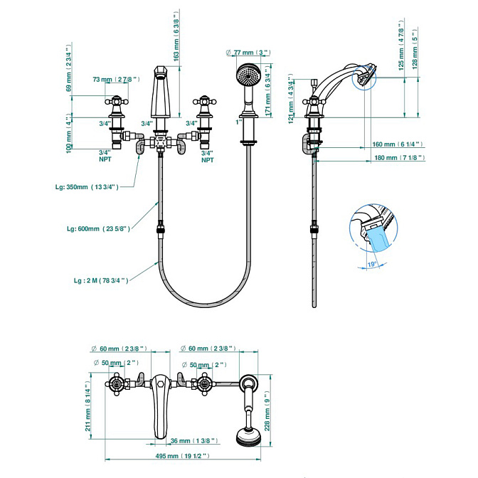 Смеситель на ванну THG Charleston - фото-2 | interior market