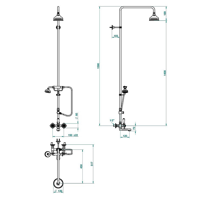 Смеситель для душа THG Charleston - фото-2 | interior market