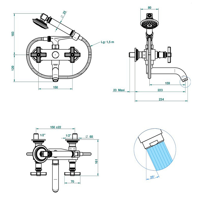 Встраиваемый смеситель THG  - фото-2 | interior market