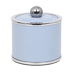 Банка с крышкой d10.7*h11 Кожа Ari 083 Light Grey/CHROMED BRASS | interior market Банка с крышкой d10.7*h11 Кожа Ari 083 Light Grey/CHROMED BRASS | interior market