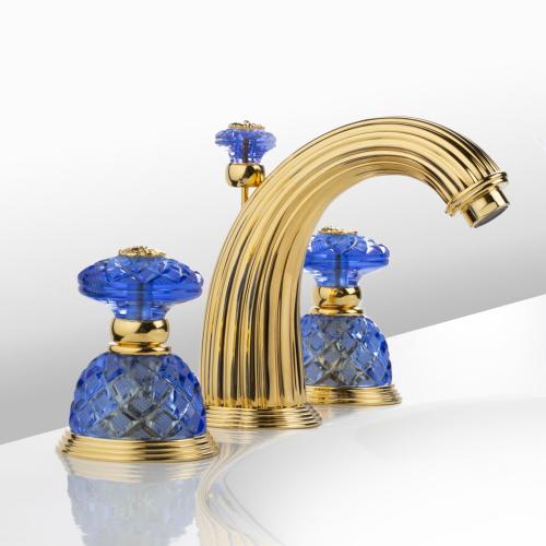 Смеситель для раковины Cristal&Bronze DÔME LOSANGE CRISTAL BLEU | interior market Смеситель для раковины Cristal&Bronze DÔME LOSANGE CRISTAL BLEU | interior market