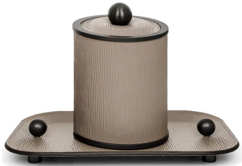 Банка с крышкой d10.7*h15 Кожа Ari 005 Grey/BURNISHED BRASS | interior market Банка с крышкой d10.7*h15 Кожа Ari 005 Grey/BURNISHED BRASS | interior market