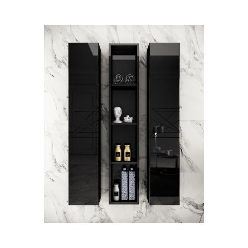 Пенал подвесной с открытыми полками, 30*18*h160, nero lucido | interior market Пенал подвесной с открытыми полками, 30*18*h160, nero lucido | interior market