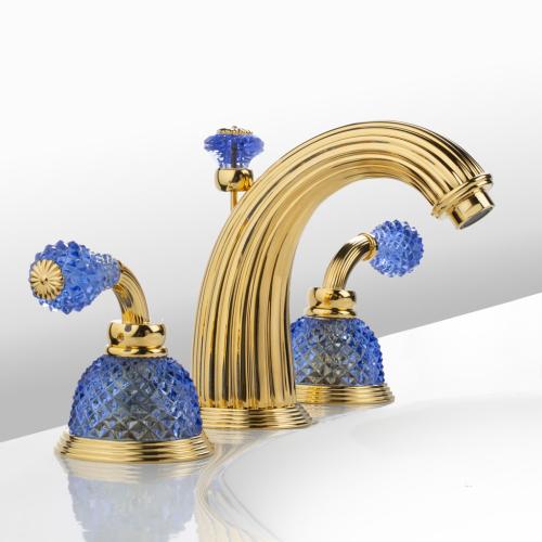 Смеситель для раковины Cristal&Bronze DÔME À MANETTES DIAMANT BLUE CRYSTAL | interior market Смеситель для раковины Cristal&Bronze DÔME À MANETTES DIAMANT BLUE CRYSTAL | interior market