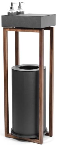 Консоль с 2 диффузерами, 2 отделениями д/хранения и ведром 40*29*h115 walnut wood/str.leather Liverpool col.055 Dark Grey | interior market Консоль с 2 диффузерами, 2 отделениями д/хранения и ведром 40*29*h115 walnut wood/str.leather Liverpool col.055 Dark Grey | interior market