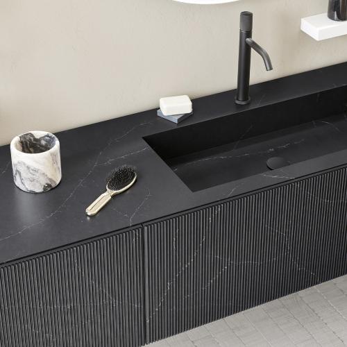Топ с литой раковиной DX с 1 отв. под смеситель 155.6*50.5*1.2h MARMO TECNICO CHARCOAL LISCIO | interior market Топ с литой раковиной DX с 1 отв. под смеситель 155.6*50.5*1.2h MARMO TECNICO CHARCOAL LISCIO | interior market