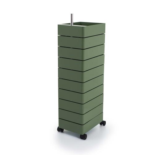 Офисная тумба - комод Magis Drawer units on wheels (10 drawers) пластик GREEN 1321 C-GLOSSY ABS; металл хром-POLISHED ALUMINIUM | interior market Офисная тумба - комод Magis Drawer units on wheels (10 drawers) пластик GREEN 1321 C-GLOSSY ABS; металл хром-POLISHED ALUMINIUM | interior market