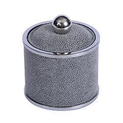Банка с крышкой d10.7*h11 Кожа Ari 005 Grey/CHROMED BRASS | interior market Банка с крышкой d10.7*h11 Кожа Ari 005 Grey/CHROMED BRASS | interior market