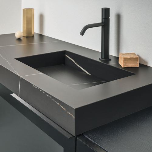 Топ с литой раковиной DX с 1 отв. под смеситель 120*50.5*8h GRES AZALAI NEGRO-DY | interior market Топ с литой раковиной DX с 1 отв. под смеситель 120*50.5*8h GRES AZALAI NEGRO-DY | interior market