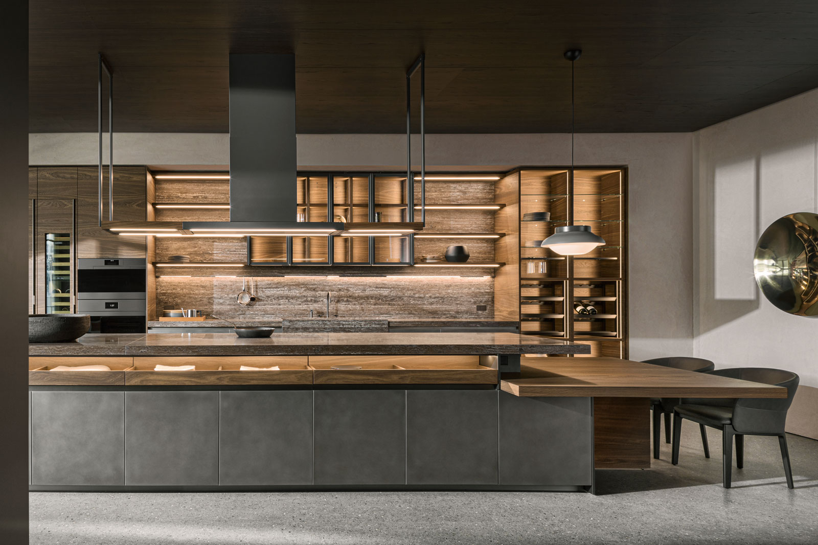 Кухня с островом и витриной MOLTENI/DADA VVD Ferrovia Steel | interior market Кухня с островом и витриной MOLTENI/DADA VVD Ferrovia Steel | interior market
