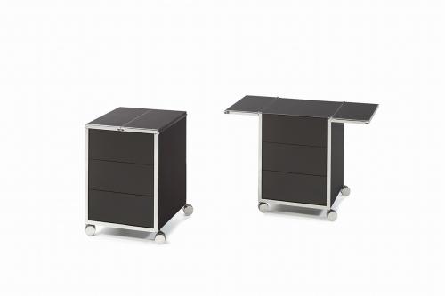 Офисная тумба - комод Yomei Fold cabinet stainless steel, leather graphite (09) | interior market Офисная тумба - комод Yomei Fold cabinet stainless steel, leather graphite (09) | interior market